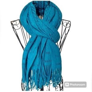 Scarf Pointelle Soft Fringe Cutout Large